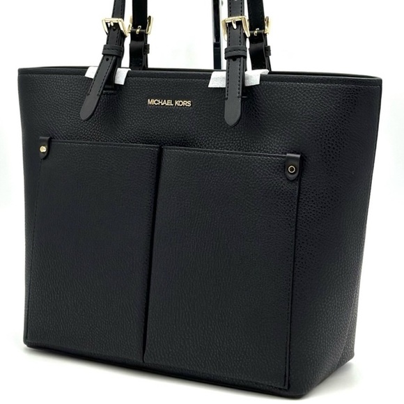 Michael Kors Jet Set Medium Pocket Tote Bag Black - Picture 1 of 10